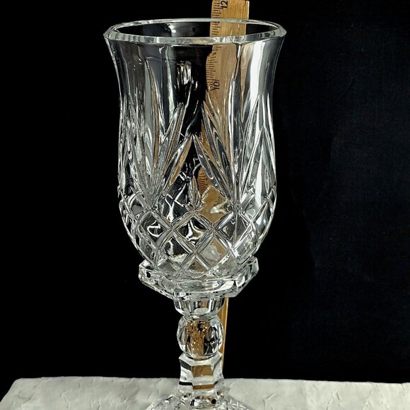 Godinger Lexington Crystal Hurricane Lamp Candleholder 11" cut glass Victorian - Picture 11 of 11